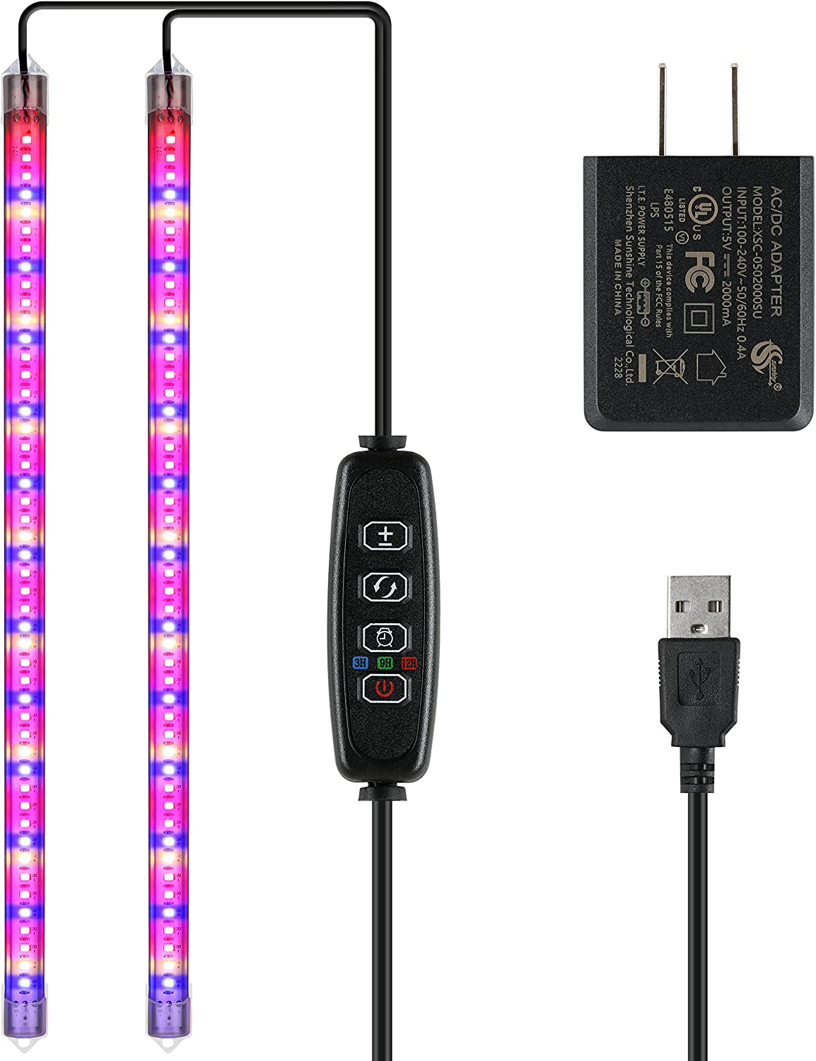 iPower LED Grow Light for Indoor Plants, 20W Grow Light Strips with Auto On/Off Timer, Plant Light Bars for Succulents